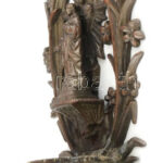 Szecessziós fali szenteltvíztartó, fém, jelzés nélkül, kopott, m: 16 cm - Image 3