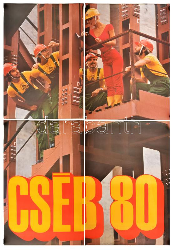 4 darabból álló CSÉB 80 óriás méretű hirdetőplakát, ofszet, papír, feltekerve, lapszéli apró szakadásokkal, kb. 68x98 cm/db