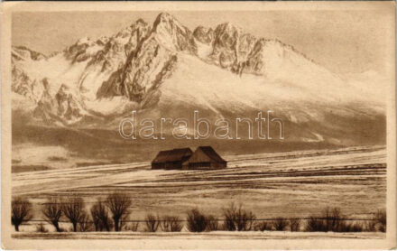 Tátra, Magas-Tátra, Vysoké Tatry; Lomnicky stít od Popradu / Lomnici-csúcs Poprádról / mountain peak, winter (EK)
