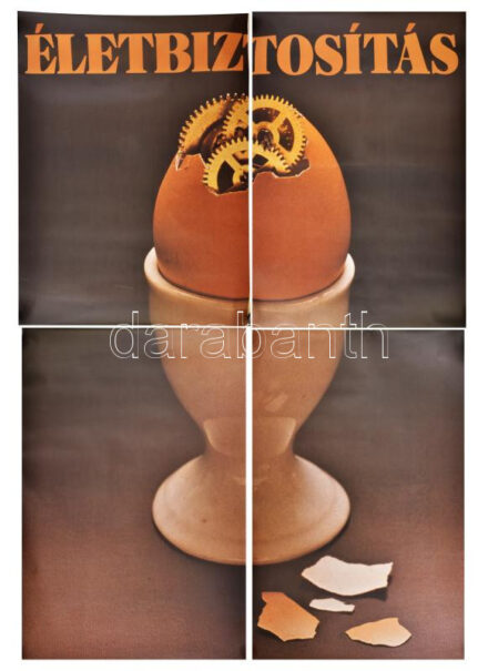 cca 1980 4 darabból álló Életbiztosítás óriás méretű hirdetőplakát, ofszet, papír, feltekerve, lapszéli apró szakadásokkal, kb. 68x98 cm/db