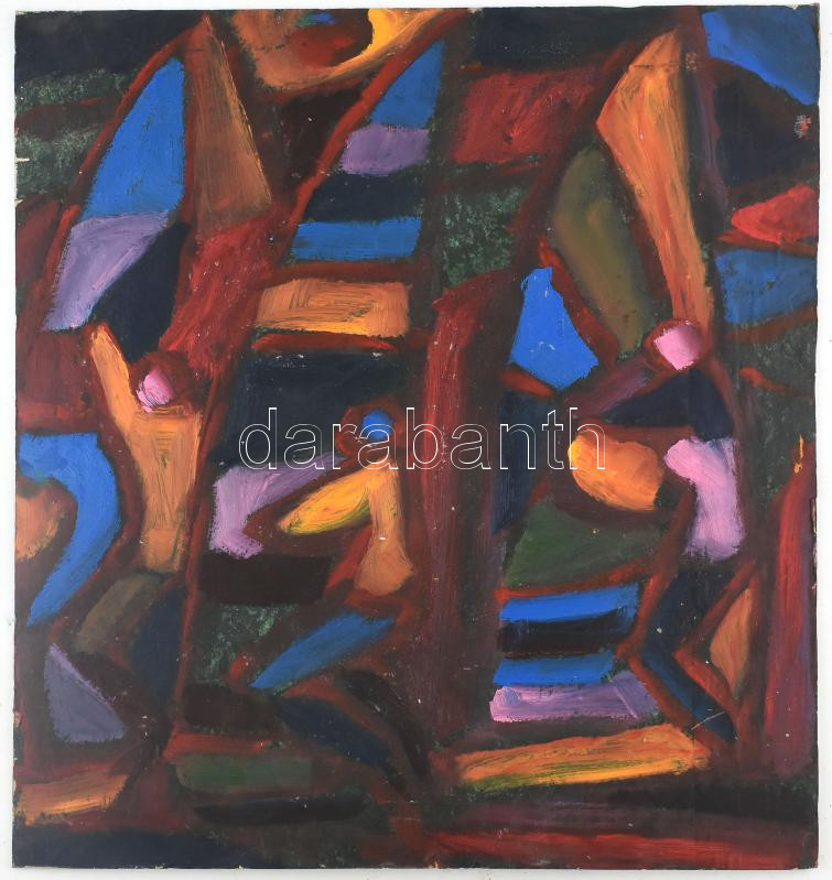 Csepeli Németh Miklós (1934-2012): Erdei kirándulók. Olaj, karton, jelezve jobbra lent, 56,5x51 cm