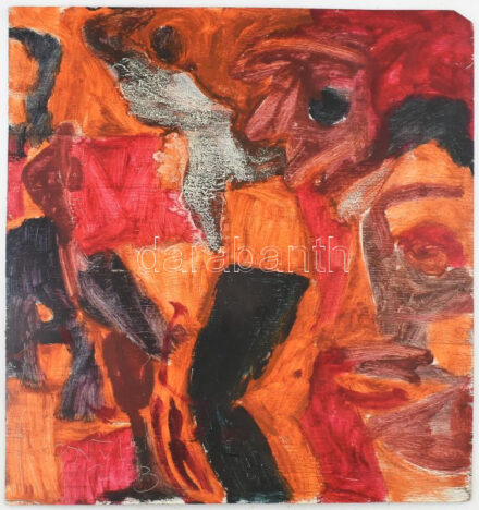 Csepeli Németh Miklós (1934-2012): Arcok és alakok, 2003. Olaj, falemez, jelezve balra lent, 52,5x49 cm