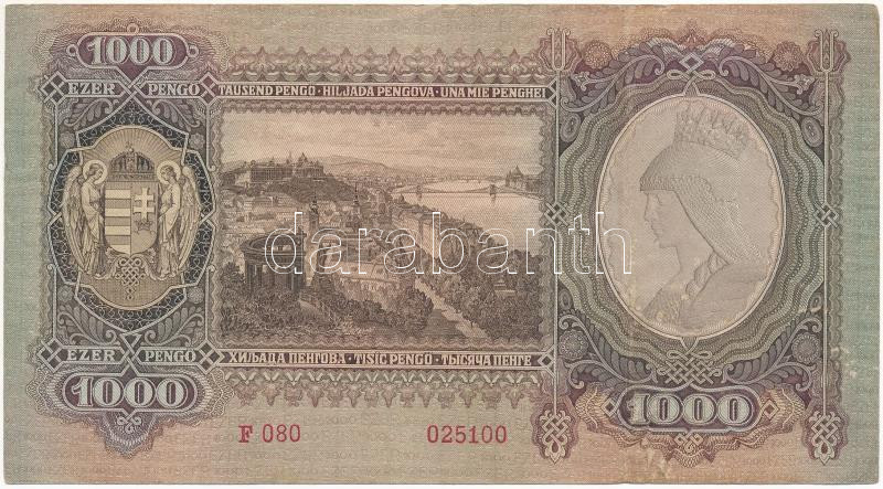 1943. 1000P 'F 080 025100' T:II- Adamo P21 - Image 2
