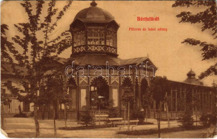 Bártfa, Bártfafürdő, Bardejovské Kúpele, Bardiov, Bardejov; Főforrás és fedett sétány. Pelcz Lipót kiadása / spa, spring source (EM)