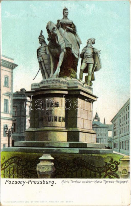 Pozsony, Pressburg, Bratislava; Mária Terézia szobor / Maria Theresia-Monument / monument. Heliocolorkarte v. Ottmar Zieher
