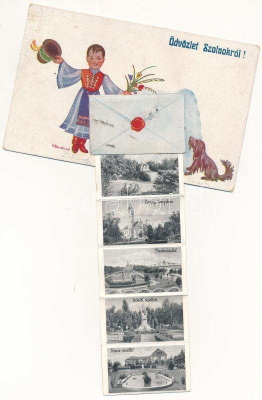 1943 Szolnok, magyar népviseletes leporellolap 10 képpel s: Klaudinyi (Rb) - Image 2