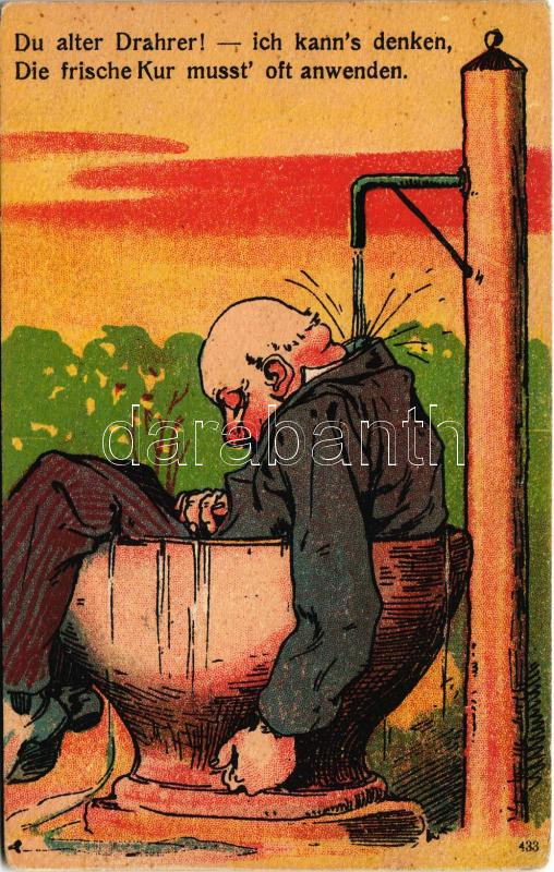 Du alter Drahrer! - ich kann's denken, Die frische Kur musst' oft anwenden / drunk man humour, litho (EK)