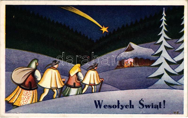 1935 Wesolych Swiat! / Polish Christmas greeting art postcard
