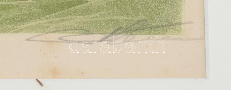 Boris O'Klein (1893-1985): Vadkan és a vadász. Karikatúra. Litográfia, papír, jelzett. Fakeretben. 21x30cm - Image 3