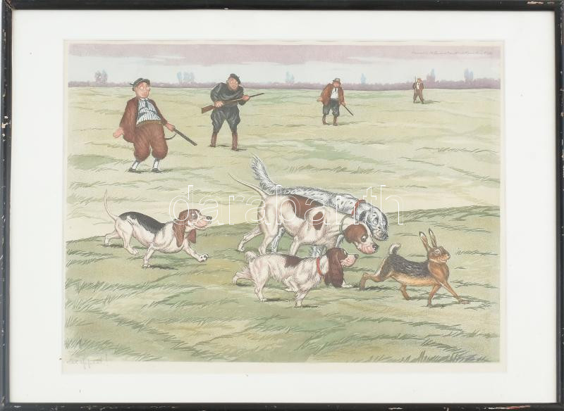 Boris O'Klein (1893-1985): Sex Appeal! (Szexi vonzerő!) Karikatúra. Színezett litográfia, papír, jelzett. Fakeretben. 30x41cm