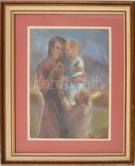 Olvashatatlan jelzéssel: Anya gyermekével. Olaj, papír. Hátoldalán Korschelt Miklós felirata 1962-ből, mely szerint Klimó Istvánné ajándékozta az ev. egyháznak. Üvegezett fakeretben. 38,5x28 cm
