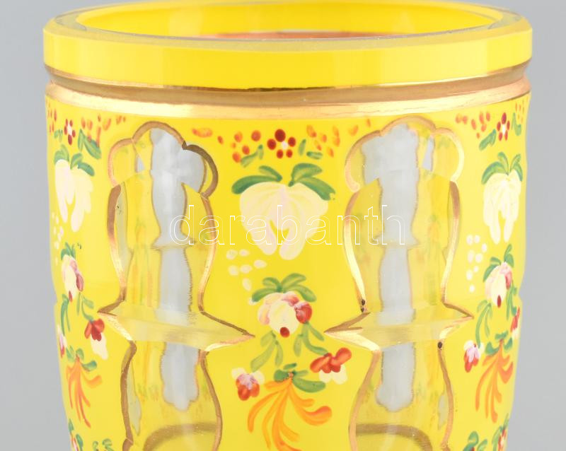 Bieder pohár, kézzel festett, több rétegű üveg, kopásnyomokkal, m: 20 cm - Image 2
