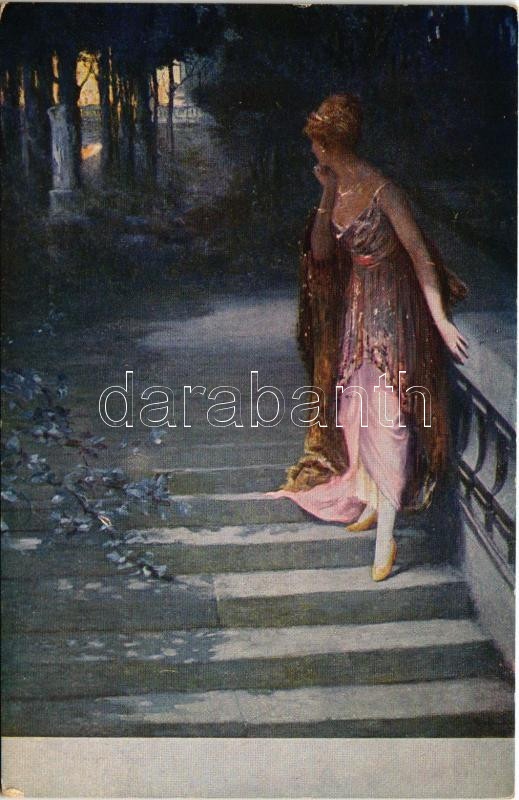 Rendez-vous / Lady art postcard. Salon de Paris. J.P.P. 2025. s: G. Hoffmann (ragasztónyom / glue mark)