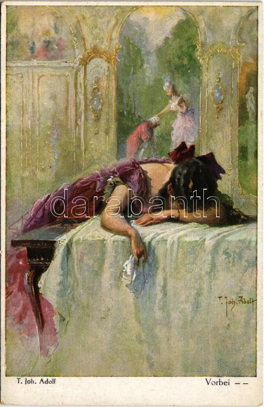 Vorbei -- / Lady art postcard. Optimus s: T. Joh. Adolf