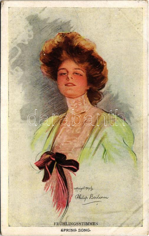 Frühlingsstimmen / Spring Song / Lady art postcard. Reinthal & Newman No. 445/1. s: Philip Boileau (EK)