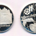 1974. 50Ft Ag '50 éves a Magyar Nemzeti Bank' + 100Ft Ag '50 éves a Magyar Nemzeti Bank' T:PP fo., ujjlenyomat, apró felületi karc Adamo EM44, EM45 - Image 2
