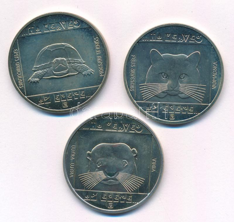 1985. 100Ft alpakka (3xklf, kapszulában) 'Természetvédelem - Mocsári Teknős, Vadmacska, Vidra' T:BU Adamo EM82, EM83, EM84