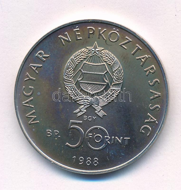1988. 50Ft Cu-Ni 'Világ Vadvédelmi Alap - Kékvércse' T:BU patina Adamo EM101 - Image 2