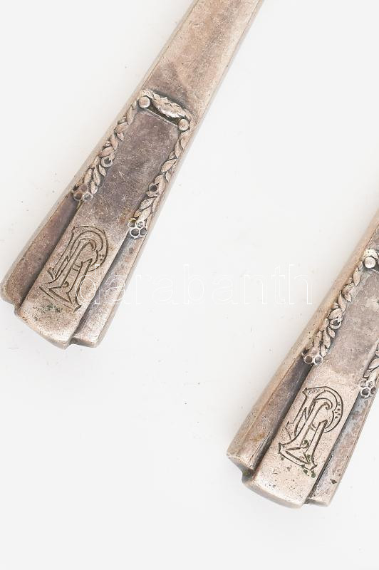 Ezüst (Ag) nyelű gyümölcsös készlet, jelzett, 13-15cm. - Image 3