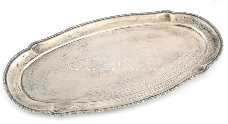 Ezüst (Ag) tálca, jelzett, 42x22cm nettó: 414g