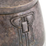 Jugendstil, szecessziós, cukordoboz, ezüstözött alpakka, jelzés nélkül, kopásnyomokkal, d: 14 cm - Image 3
