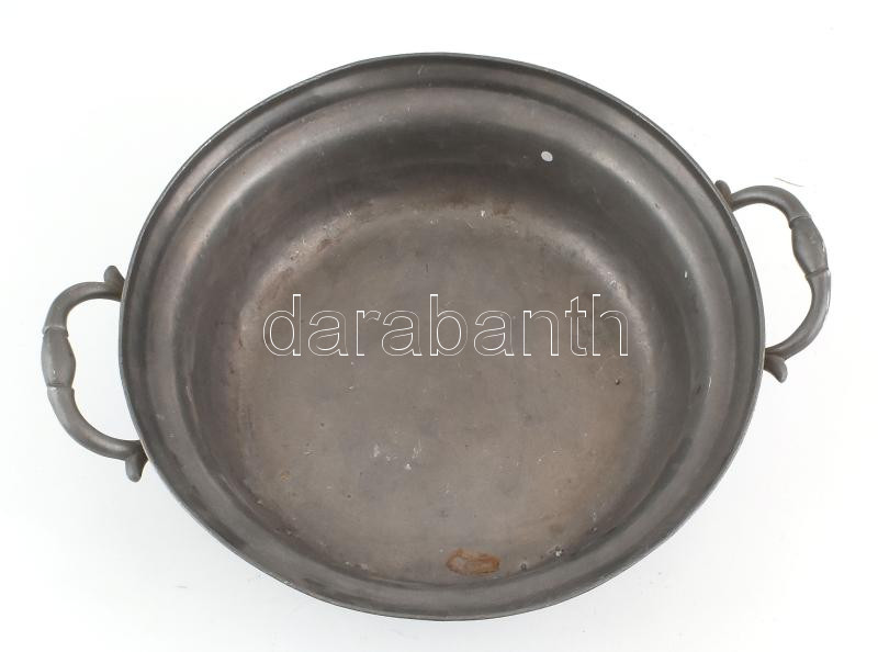 Antik ón tál, jelzett, korának megfelelő állapotban, d: 35 cm