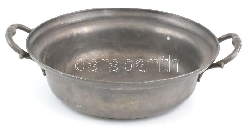 Antik ón tál, jelzett, korának megfelelő állapotban, d: 35 cm - Image 2