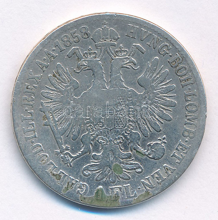1858B 1Fl Ag 'Ferenc József' T:3 Adamo M14 - Image 2