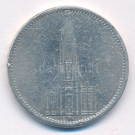 Német Harmadik Birodalom 1934A 5M Ag 'Potsdami Garrison templom' T:3,3- German Third Reich 1934A 5 Mark Ag 'Potsdam Garrison Church' C:F,VG Krause KM#83