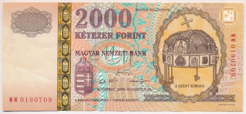2000. 2000Ft 'Millenium' 'MM 0190709' T:III szép papír Adamo F56A