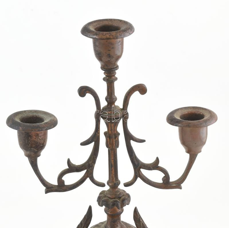 Bronz gyertyatartó pár, kicsit ferde, kopott, m: 35 cm - Image 2