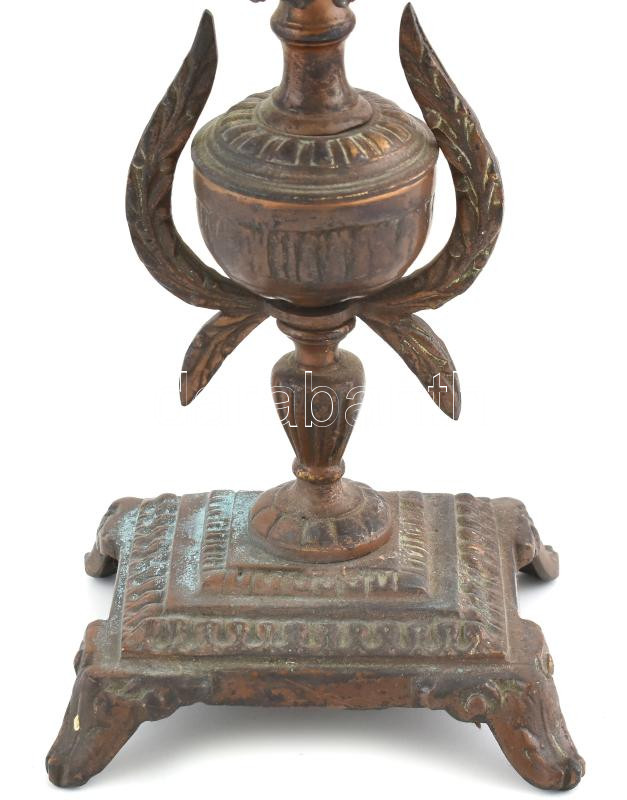 Bronz gyertyatartó pár, kicsit ferde, kopott, m: 35 cm - Image 3