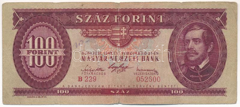 1947. 100Ft 'B 229 052600' T:III- Adamo F27