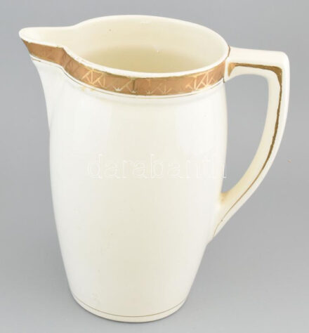 Belga mosdó kancsó, kopásokkal, jelzett, m: 29 cm