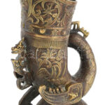 Olvashatatlan kínai jelzéssel: Madaras bőség szaru, bronz, XX. sz első fele, kis kopásokkal, m: 16,5 cm - Image 2