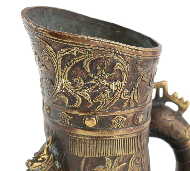Olvashatatlan kínai jelzéssel: Madaras bőség szaru, bronz, XX. sz első fele, kis kopásokkal, m: 16,5 cm - Image 3
