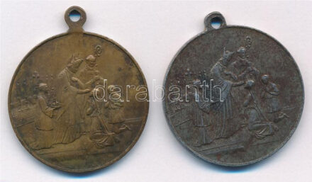 Ausztria 1914. 'A Szent Bérmálás Emléktárgya' kétoldalas bronz emlékérem füllel (29mm) + 1916. 'A Szent Bérmálás Emléktárgya' kétoldalas Fe emlékérem füllel (29mm) T:2,2- Austria 1914. 'Andenken an die heilige Firmung' two-sided