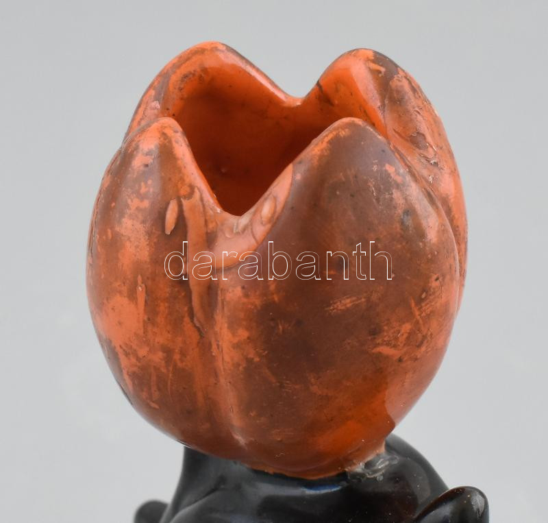 Komlós: Tulipános gyertyatartó. Kerámia, jelzett, kopásokkal, m: 13 cm - Image 2