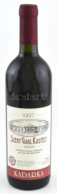 1997 Szent Gaal Kastély Szekszárdi Kadarka, bontatlan palack száraz vörösbor, pincében szakszerűen tárolt, 12.5%, 0,75l.