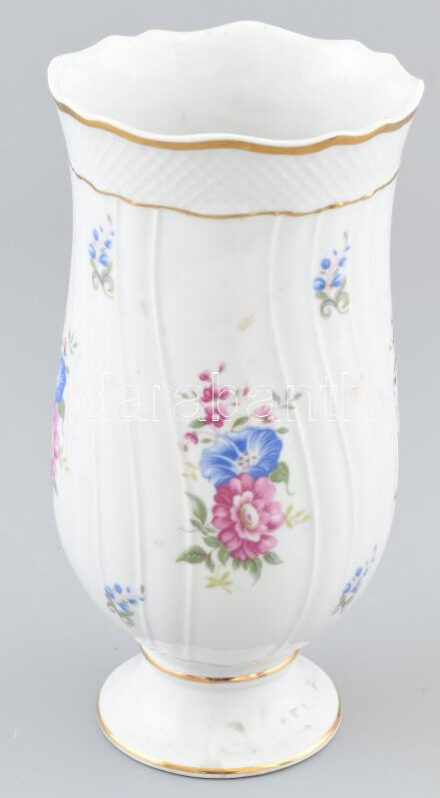 Hollóházi mintás váza, matricás, jelzett, apró kopásokkal, m: 21,5 cm