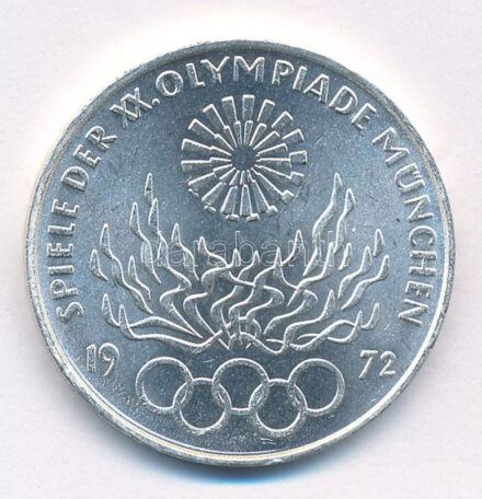 Német Szövetségi Köztársaság 1972D 10M Ag 'Nyári Olimpiai Játékok München / Olimpiai Láng' T:1- FRG 1972D 10 Mark Ag 'Olympic Games Munich / Olympic Flame' C:AU Krause KM#135