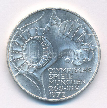Német Szövetségi Köztársaság 1972D 10M Ag 'Nyári Olimpiai Játékok München / Stadion' T:1-,2 FRG 1972D 10 Mark Ag 'Olympic Games Munich / Stadium' C:AU,XF Krause KM#133