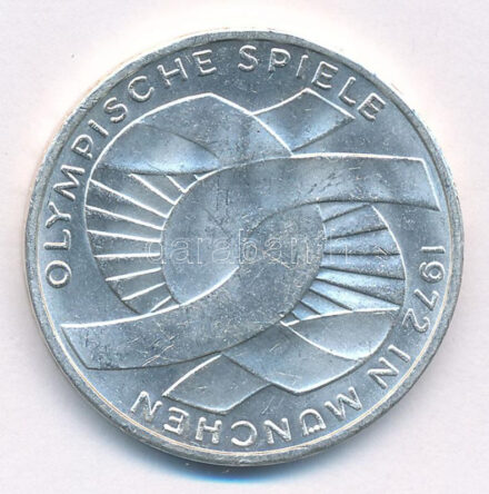 Német Szövetségi Köztársaság 1972F 10M Ag 'Nyári Olimpiai Játékok München / Csomó' T:1-,2 FRG 1972F 10 Mark Ag 'Olympic Games Munich / Knot' C:AU,XF Krause KM#131