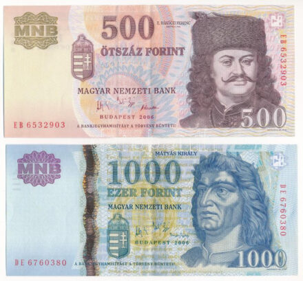 2006. 500Ft 'EB' 'A forradalom 50. évfordulója 1956. október 23.' + 2006. 1000Ft 'DE' T:II- Adamo F54EE