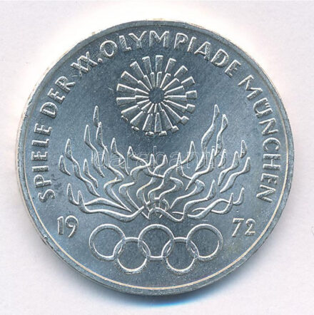 Német Szövetségi Köztársaság 1972J 10M Ag 'Müncheni Olimpia - Spirál' T:1- kis karc FRG 1972J 10 Mark Ag 'Münich Olympics - Spiral' C:AU slightly scratched Krause KM#134