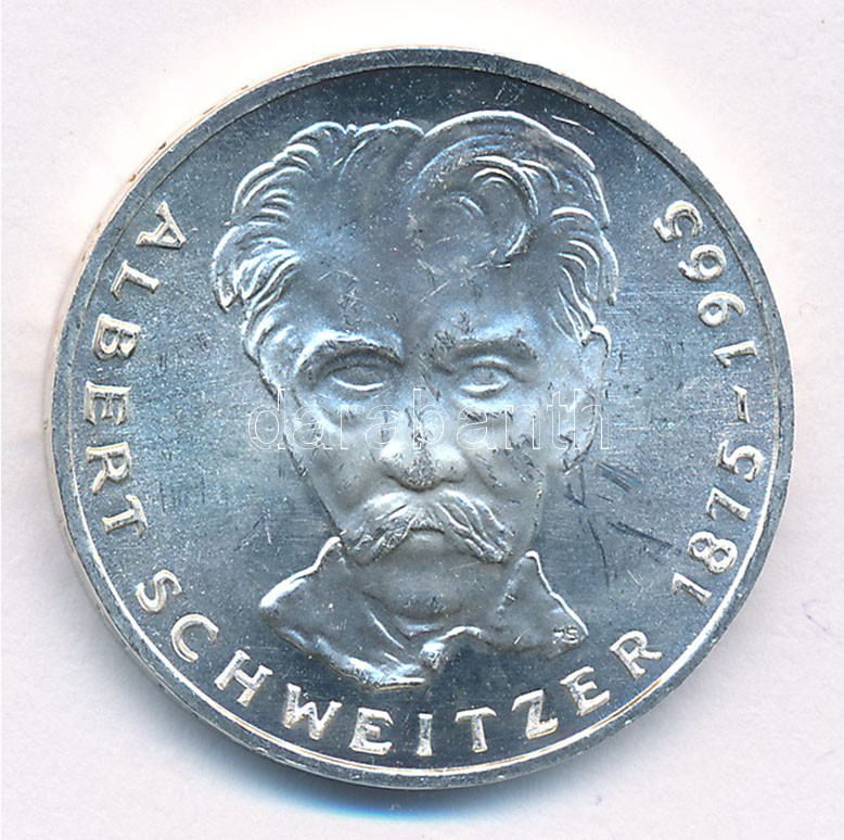 Német Szövetségi Köztársaság 1975G 5M Ag 'Albert Schweitzer' T:1,1- FRG 1975G 5 Mark 'Albert Schweitzer' C:UNC,AU Krause KM#143
