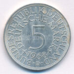 Német Szövetségi Köztársaság 1968D 5M Ag T:1-,2 patina GFR 1968D 5 Mark Ag C:AU,XF patina Krause KM#112