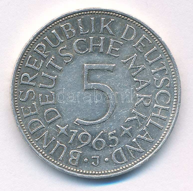 Német Szövetségi Köztársaság 1965J 5M Ag T:2,2- GFR 1965J 5 Mark Ag C:XF,VF Krause KM#112