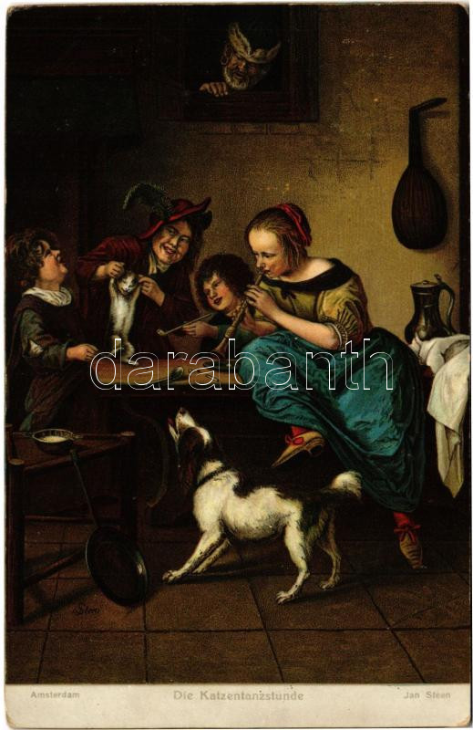 1908 Die Katzentanzstunde / Cat's dance lesson. Stengel litho s: Jan Steen (EK)