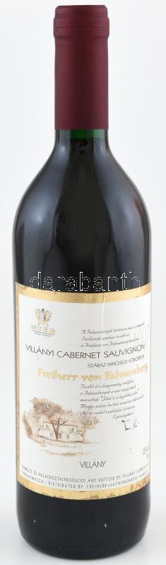 1997 Freiherr von Fahnenberg Villányi Cabernet Sauvignon, bontatlan palack száraz vörösbor, 12,5 % pincében szakszerűen tárolt, 0,75 l.
